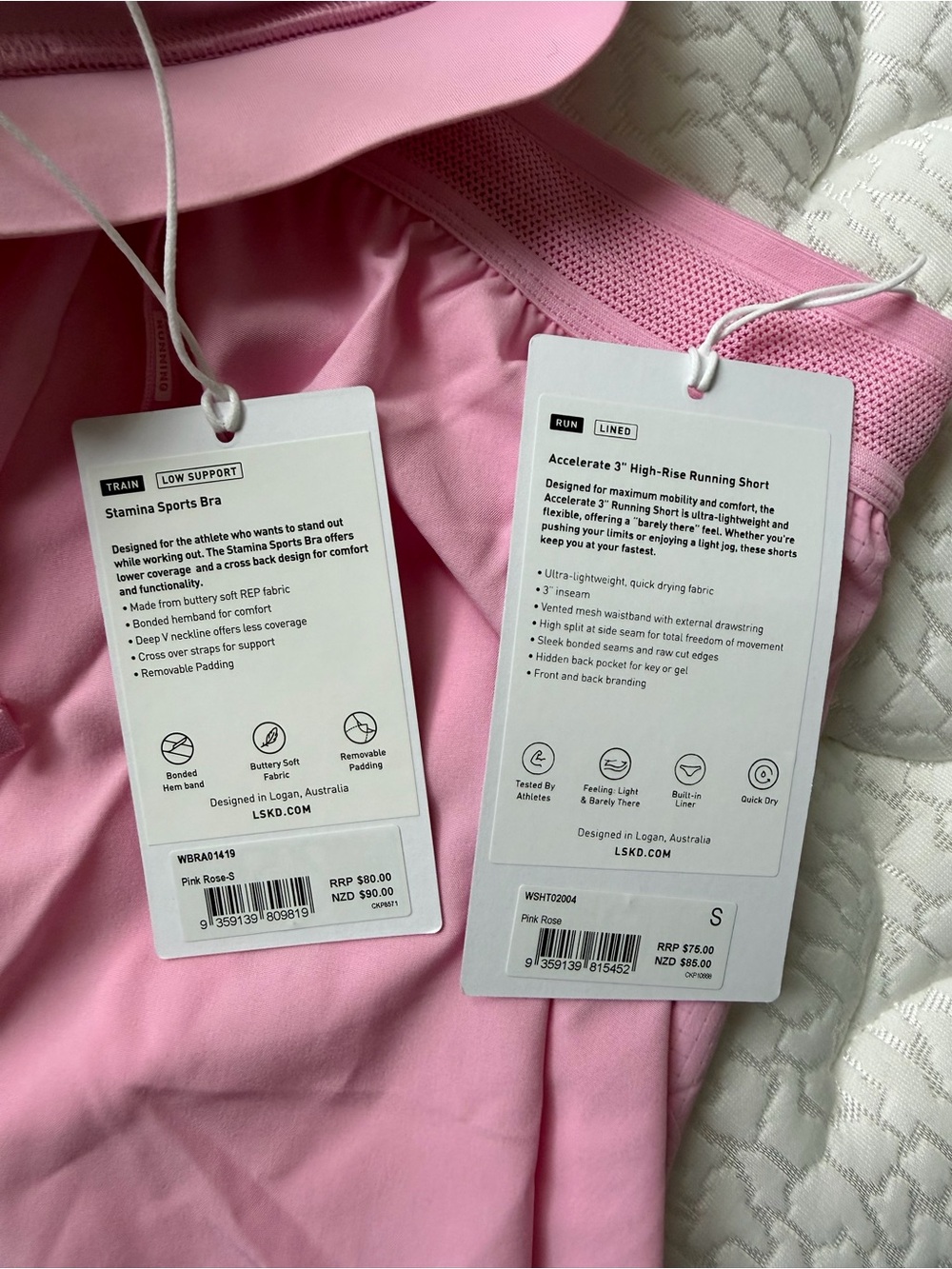 LSKD Women's Pink Rose Active Bra & Shorts Set - Picture 5 of 6
